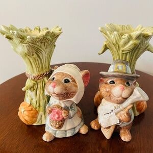 Fitz & Floyd Mayflower Mouse Candle Holders, Vintage Fitz and Floyd Candle decor